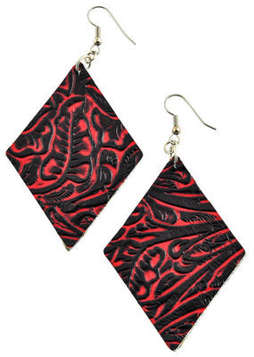 Red Floral Diamond Earrings