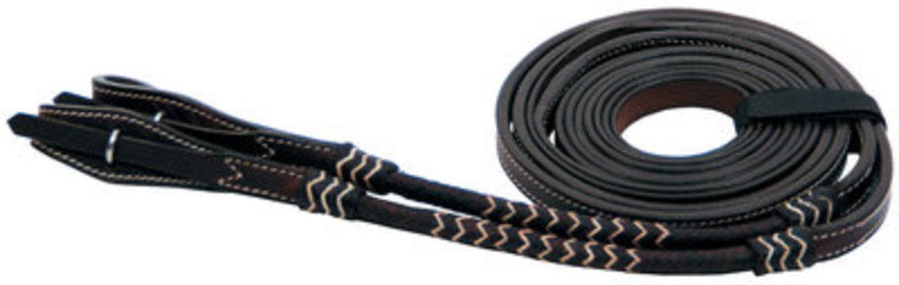 Rolled Rawhide Split Reins, 8 foot