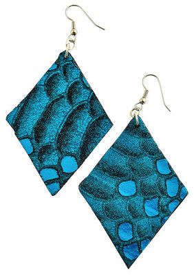 Metallic Turquoise Snakeskin Diamond Earrings