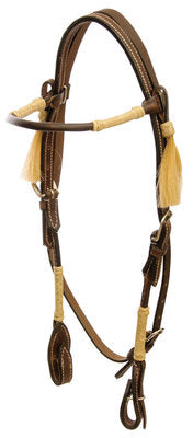 Buffalo Leather Rolled Headstall w/ Rawhide Accents