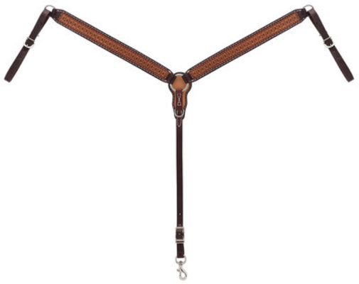 Turquoise Cross Geometric Tooled Breast Collar