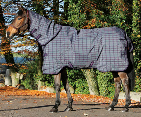 Rhino Plus Turnout Med Weight, Charcoal/Purple Check