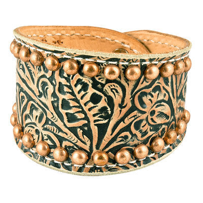 Tan Floral Cuff with Copper Spots