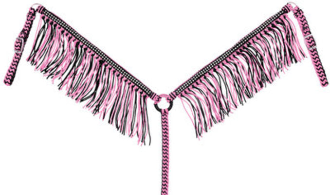 Braided Cord Breast Collar with Fringe &amp; Crystals