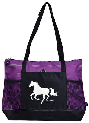 &quot;Lila&quot; Galloping Horse Tote Bags